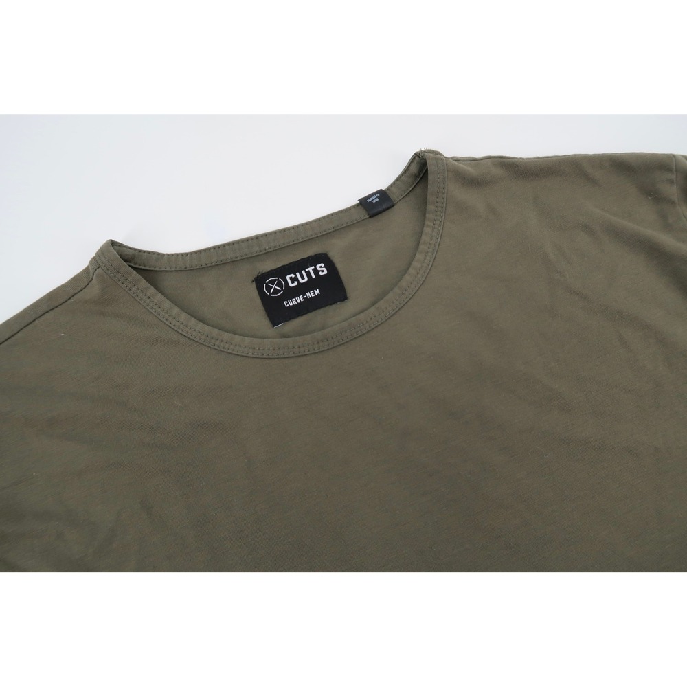 Cuts Curve-Hem T-Shirt Mens Medium Olive Green PYCA Pro MT10005 Short Sleeve